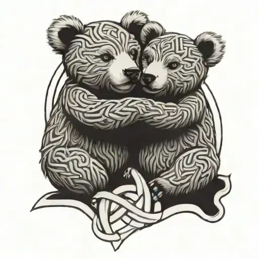 Celtic Knot With Two Bears Sitting Together Representing Children