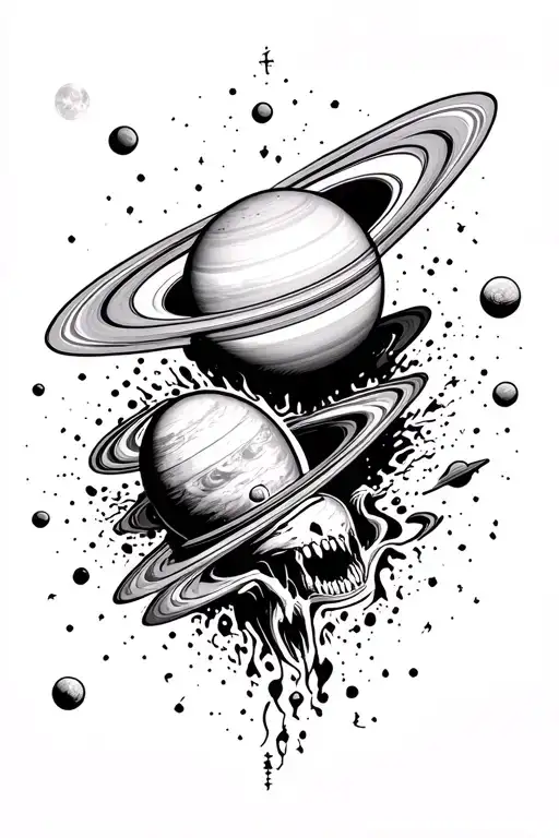 Ominous Solar System With Saturn Getting Sucked