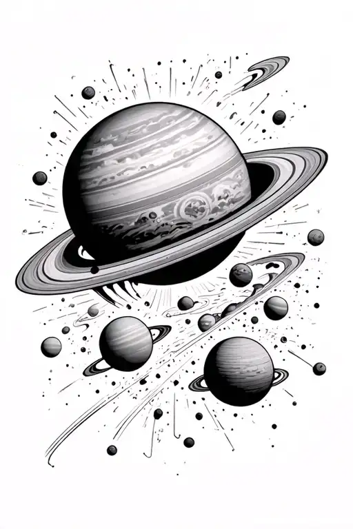 Ominous Solar System With Saturn Getting Sucked