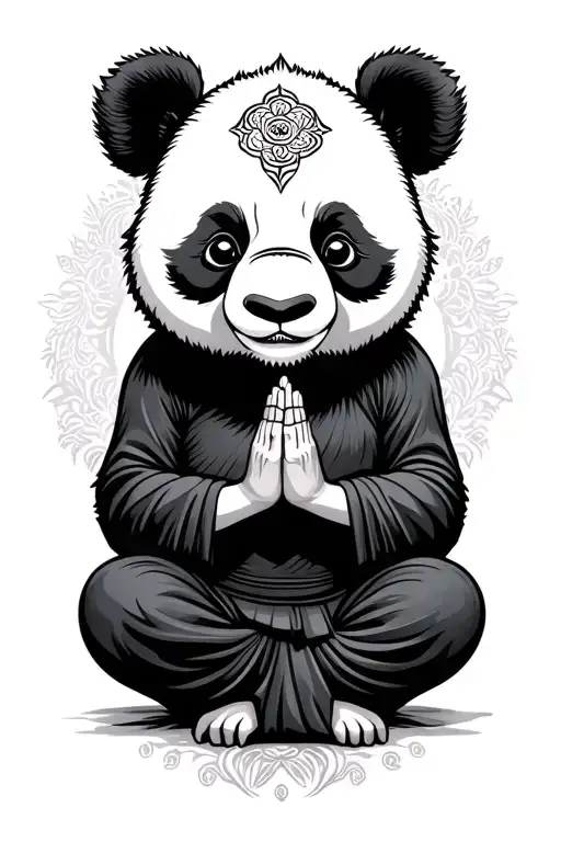 Monk Panda Praying