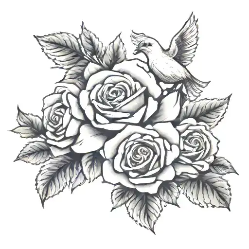 Rose And 4 Doves Arm Sleeve