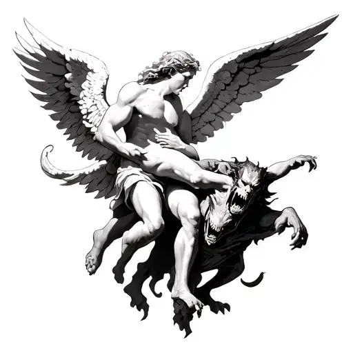 Angel Defeating A Demon