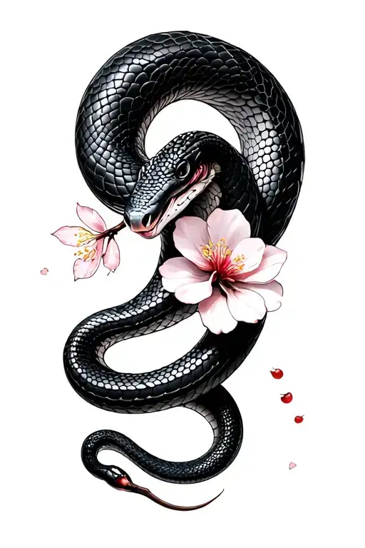 Snake With Cherry Blossom