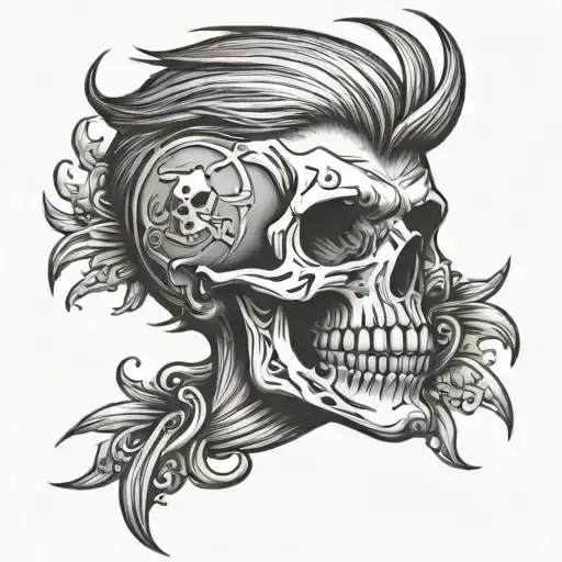 Skull Whit Punk Hair