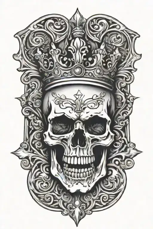 Skull With Royal Flush Hand In Spades Above