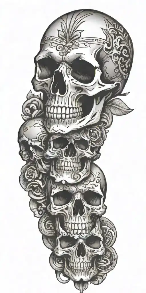 Skull With Royal Flush Hand In Spades Above