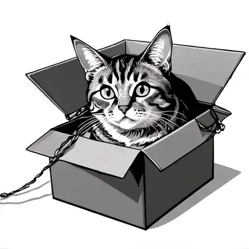 Shrodengers Cat With String Coming Out Of The Box