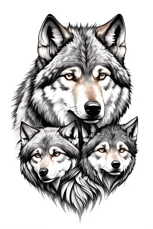 Wolf With Two Sons