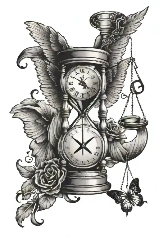 Chicano Smalltattoos Styles Hourglass And Music Note Small Wing Background