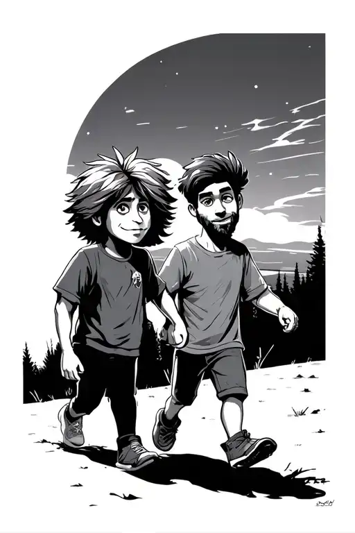 Scoooby And Shaggy Walking Into The Sun Set Surrounded