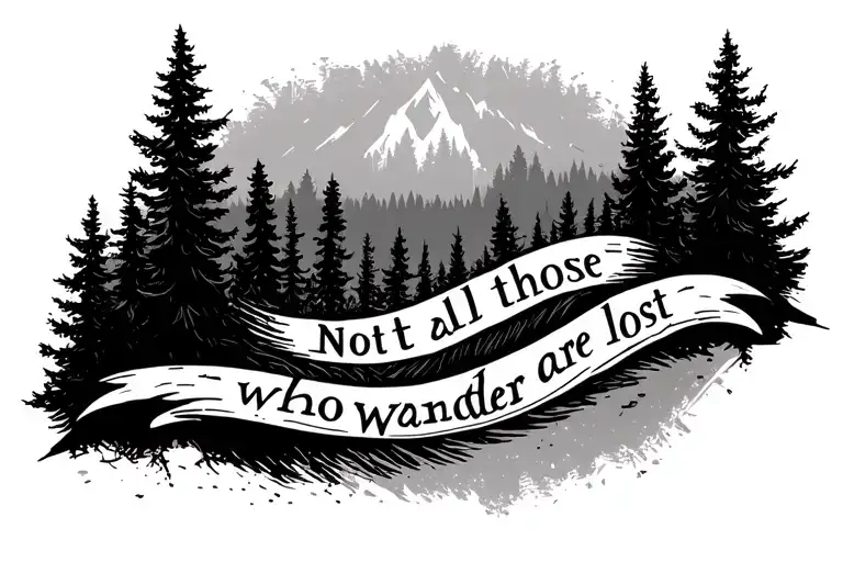 Not All Those Who Wander Are Lost' Quote With A Forrest Outline Backdrop