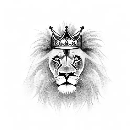 Scared Lion Wearing A Crown