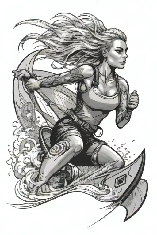 Kiteboarding Waves Beautiful Blonde Girl