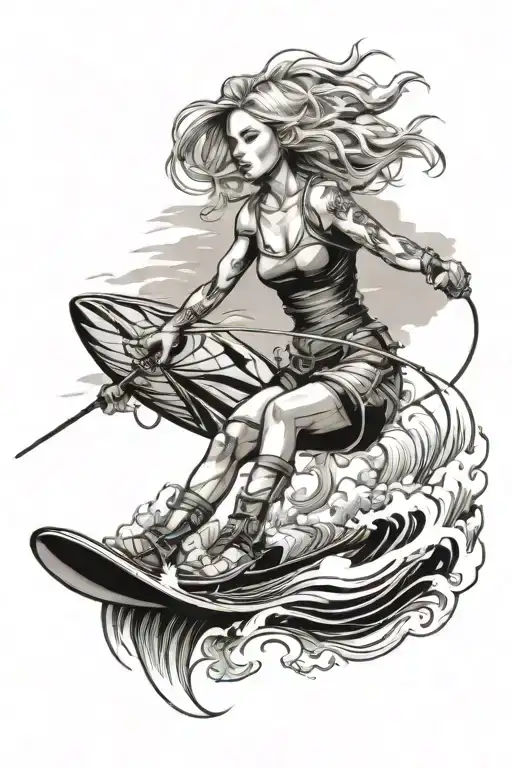 Kiteboarding Waves Beautiful Blonde Girl