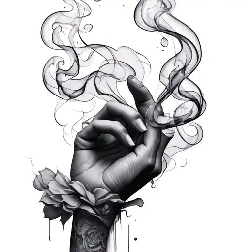 Fine Line Smoke From Hand To Elbow
