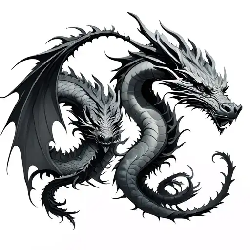 Two Symmetrical Dragons Forming A Circle