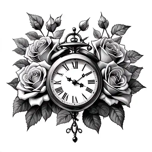 Roses And Clock And Family Of 3