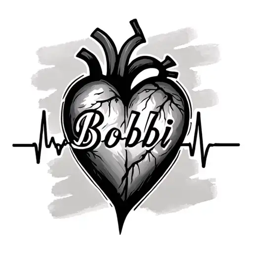 Heartbeat Line With The Name Bobbi Between It