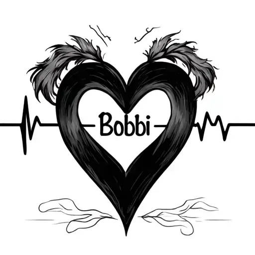 Heartbeat Line With The Name Bobbi Between It Make It Simple With No Background