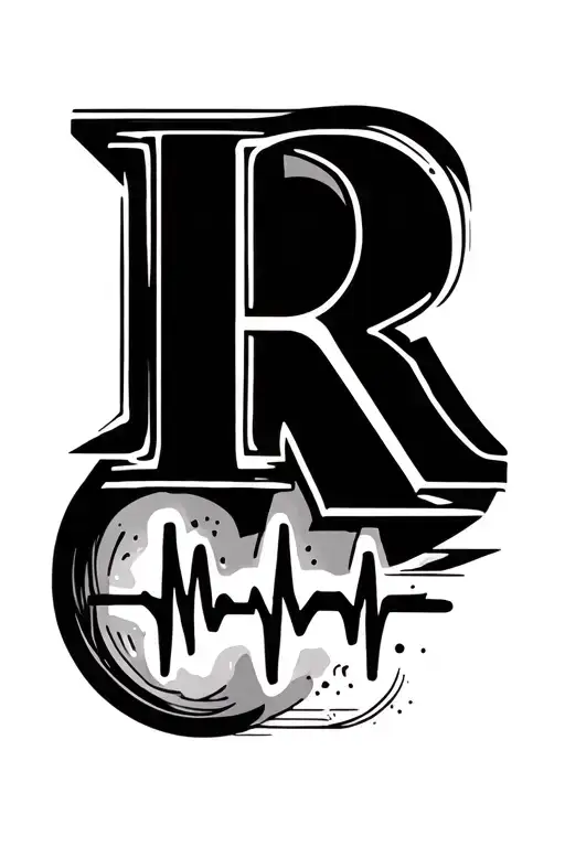 Simple Tattoo For Finger Sidewith Letter R And Heartbeat Line Tattoo Design