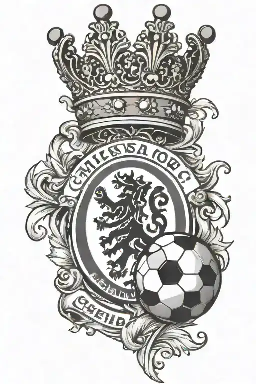 Chelsea Fc Logo With Soccer Ball Wearing A Royal Crown