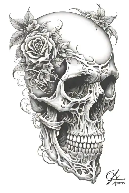 Skull Realistic Tattoo Design For Sleeve