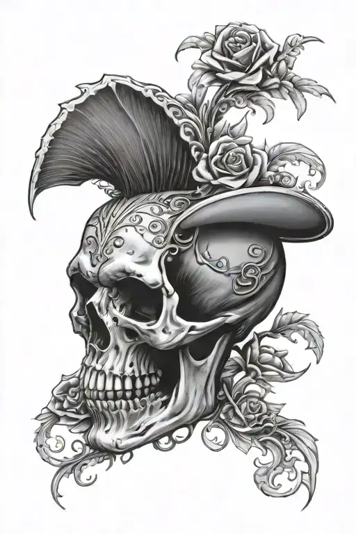 Skull Realistic Tattoo Design Combining Elements