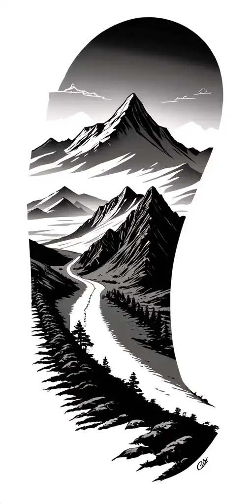 Road Leading Towards A Mountain