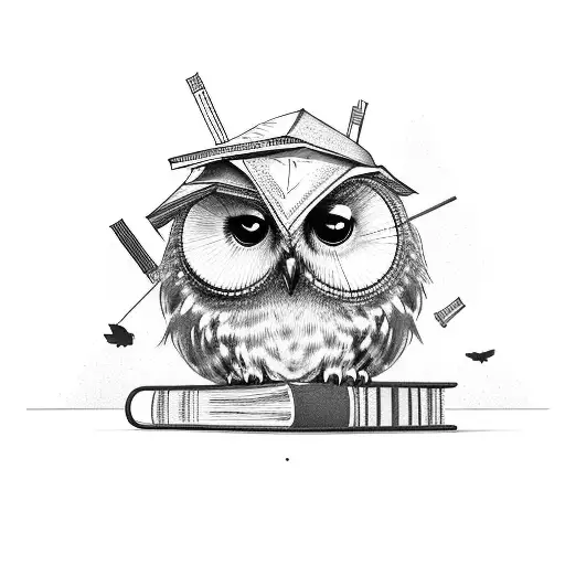Owl Perched On Stack Of Books That Are Sitting Next To A Globe