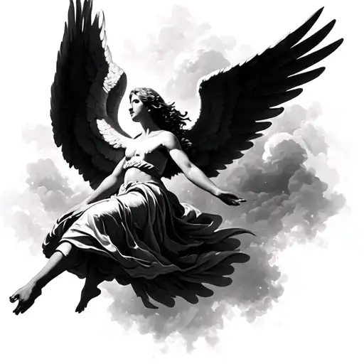 Angel Flying Upwards Direction