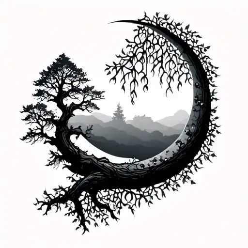 Willow Tree And Moon