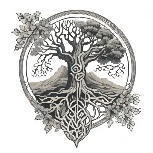 Norse Runes Engraved Into Tree Of Life