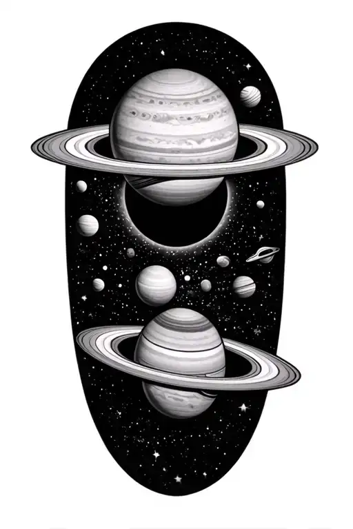 Warlock Solar System With Saturn Getting Sucked By A Black Hole