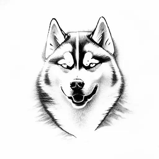 Siberian Husky Surrounded By Mystical Elements