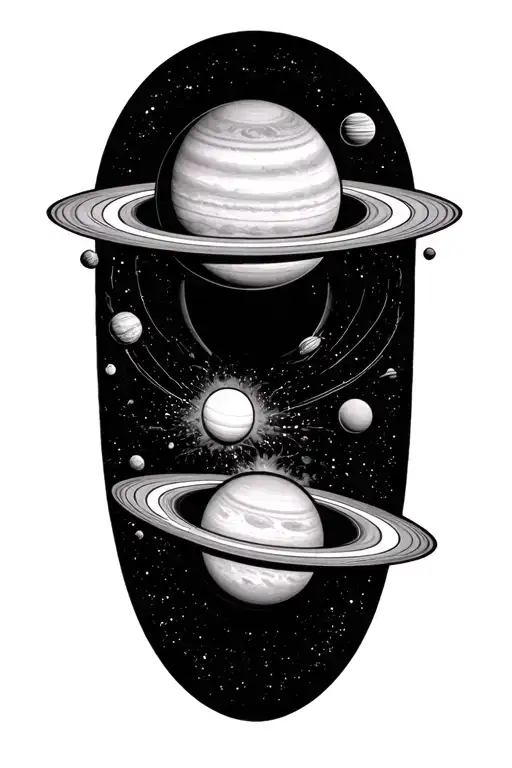 Warlock Solar System With Saturn Getting Sucked By A Black Hole