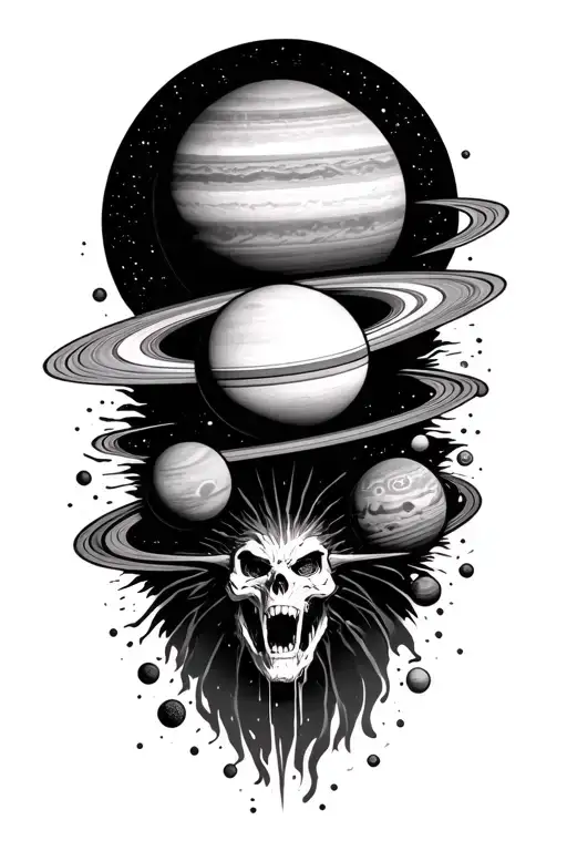Warlock Solar System With Saturn Getting Sucked Inside Of A Vortex