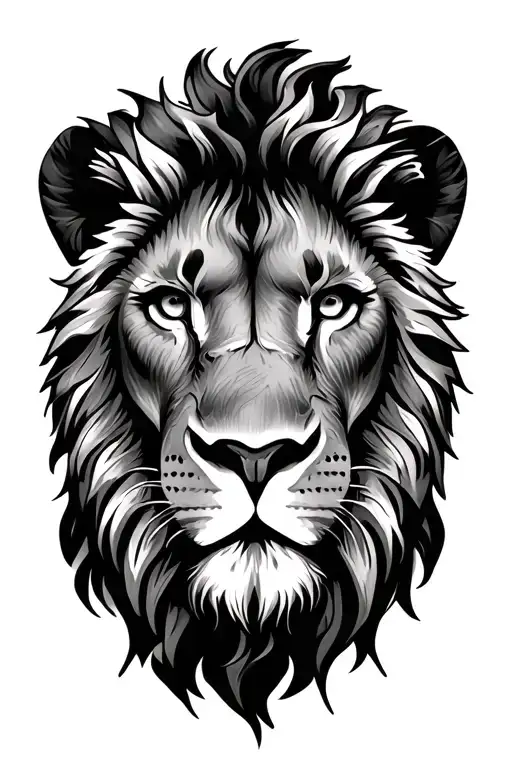 Lions Face And Roses