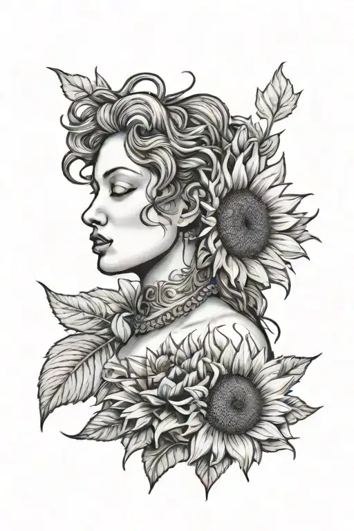 The Venus Of Milo Who Has A Sunflower Coming Out Of Her Neck