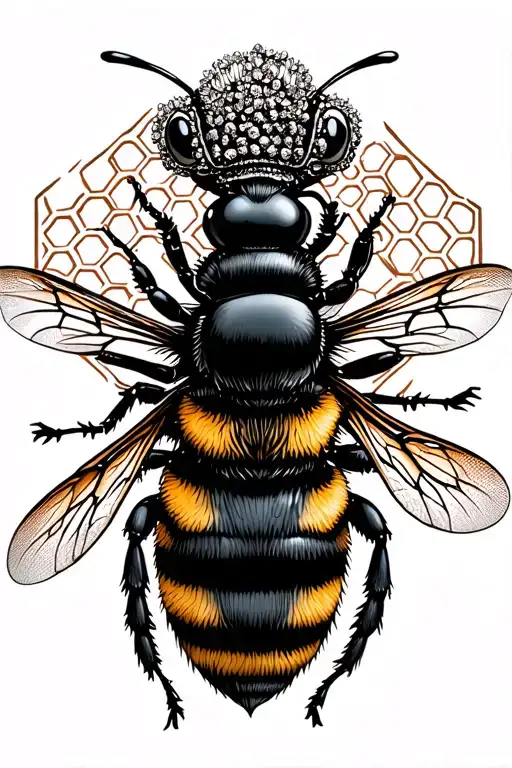 Queen Bee With Honeycomb Background Leading