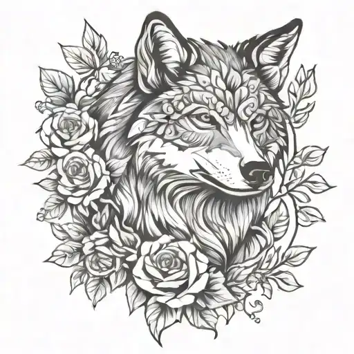 Feminine Floral Wolf
