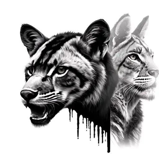 Realistic Animal Collage With Blackout In Between