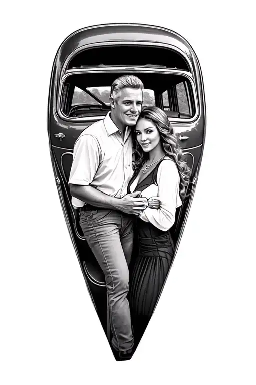 Driver A Old Model Car With My Wife