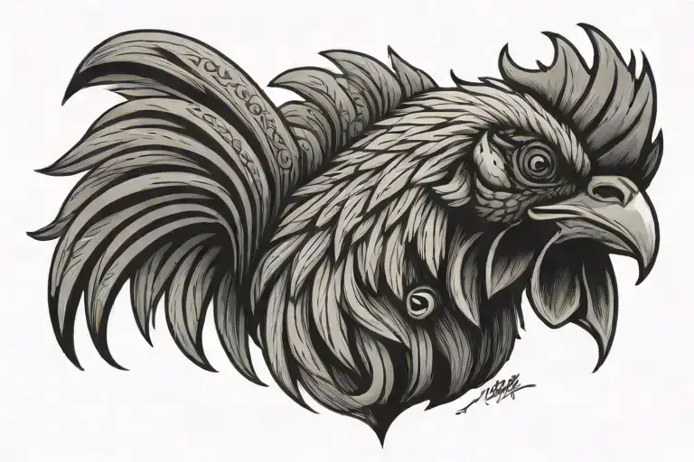 Rooster Wearing A Luchador Mask Surrounded By Swirling