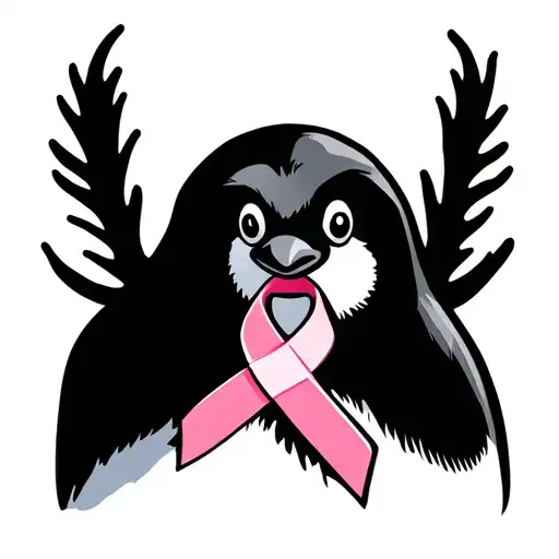 Penguin With Cancer Ribbon