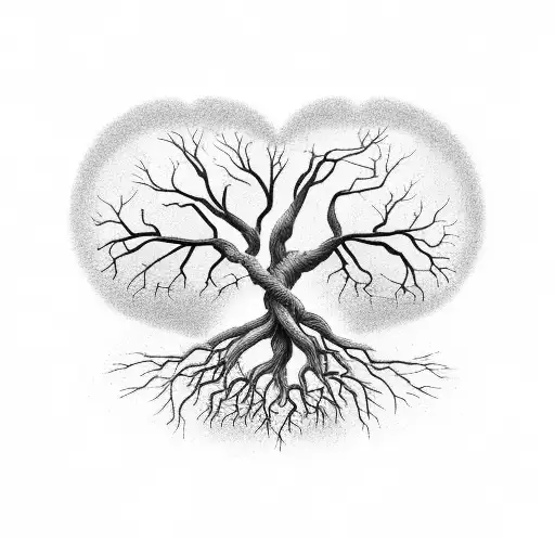 A Heart-shaped Tree With Roots Intertwining With The Veins Of A Brain
