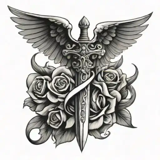 Curved Daggers With Angel Wings