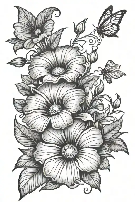 Morning Glory And Daisy Flower