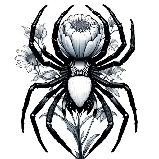 Cyber Sigilism Spider And Flower Growing