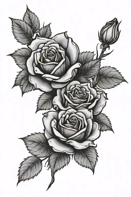Three Red Rose Black Ink