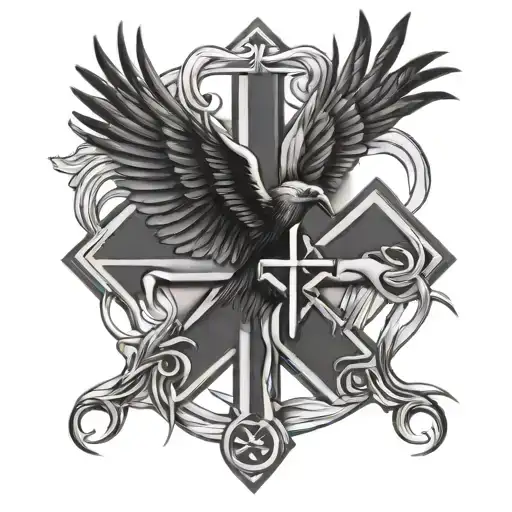 Raven Wings Ems Star Of Life Intertwined